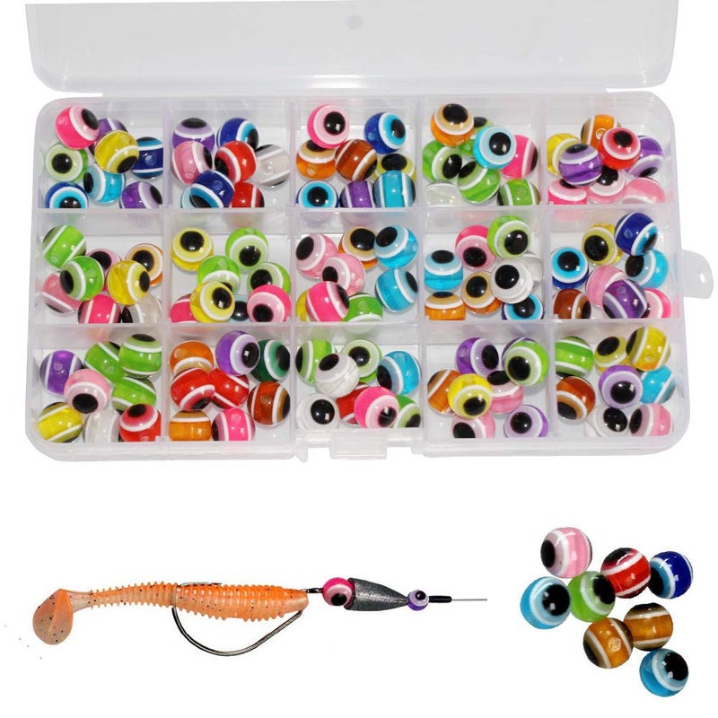Laxygo 120pcs 12mm Multicolor Fish Eye Beads Fishing Line Beads Assorted Mixed Color 6mm/8mm/10mm/12mm - Image 1
